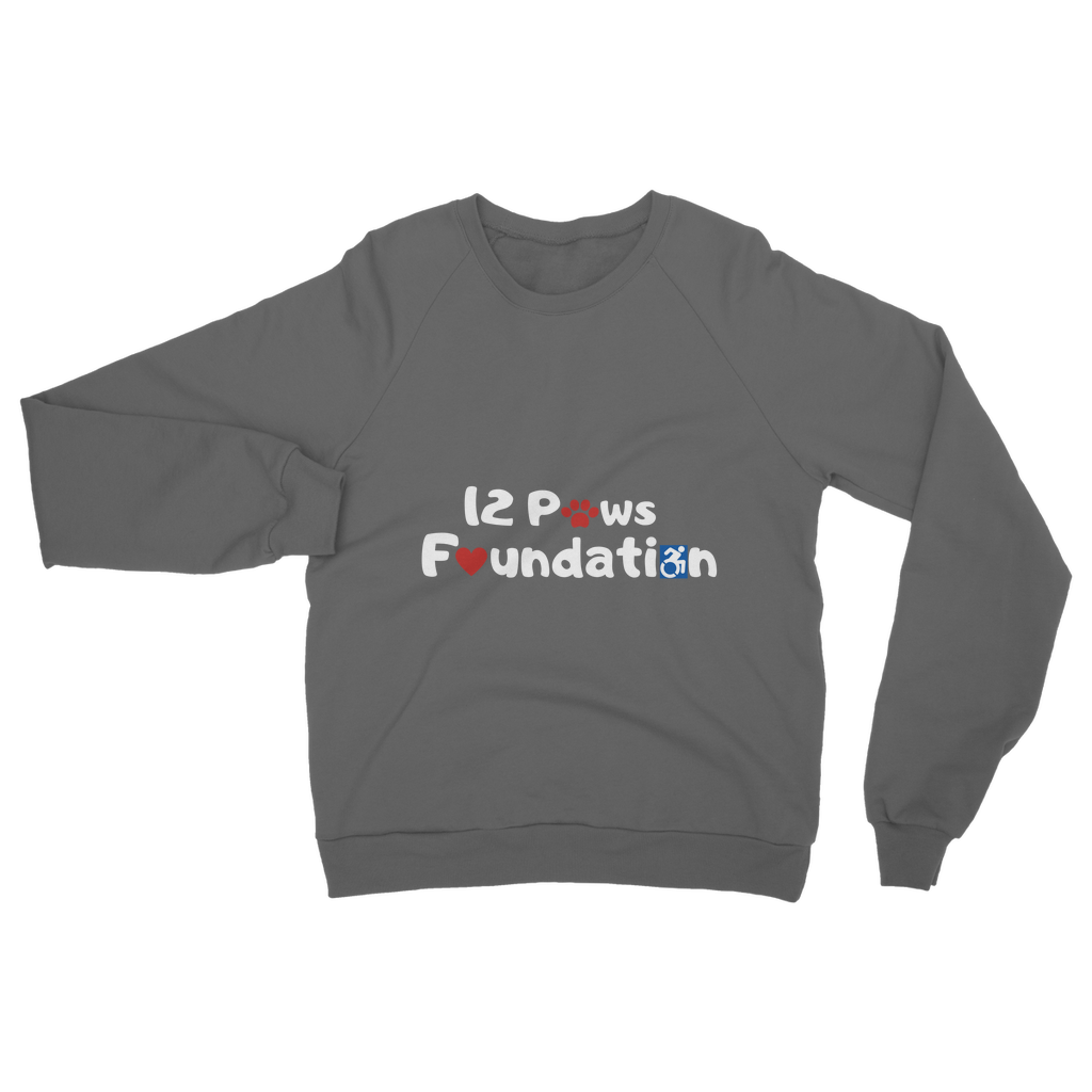 (White Lettering) 12 Paws Foundation Classic Adult Sweatshirt