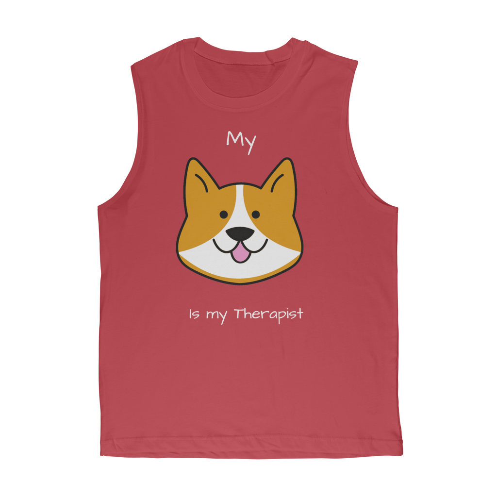 My Dog is My Therapist (White) Classic Adult Muscle Top